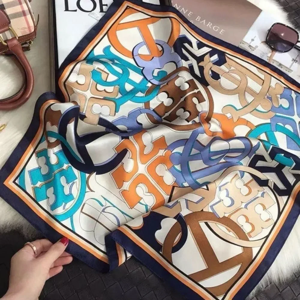 Designer Inspired Tory Silk Square Scarf - Picture 1 of 5